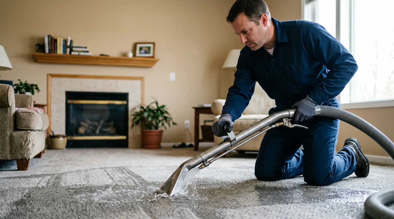 Water damage restoration technician working near Schoenchen, KS